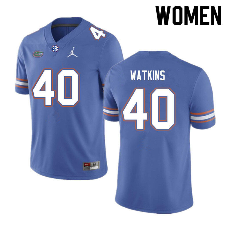 Women #40 Jacob Watkins Florida Gators College Football Jerseys Sale-Royal